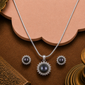Mocha Glow Pearl Set –BROWN Pearls with CZ — view 1 — pearl jewellery — Krishna Pearls Hyderabad