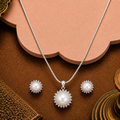 Halo Glow Pearl Set – Classic White Pearls — view 1 — pearl jewellery — Krishna Pearls Hyderabad