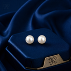 Ivory Radiance Classic Pearl Stud Earrings | Krishna Pearls and Jewellers