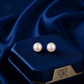 Classic White Round Pearl Stud Earrings | Krishna Pearls and Jewellers