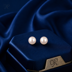 Classic White Round Pearl Stud Earrings | Krishna Pearls and Jewellers