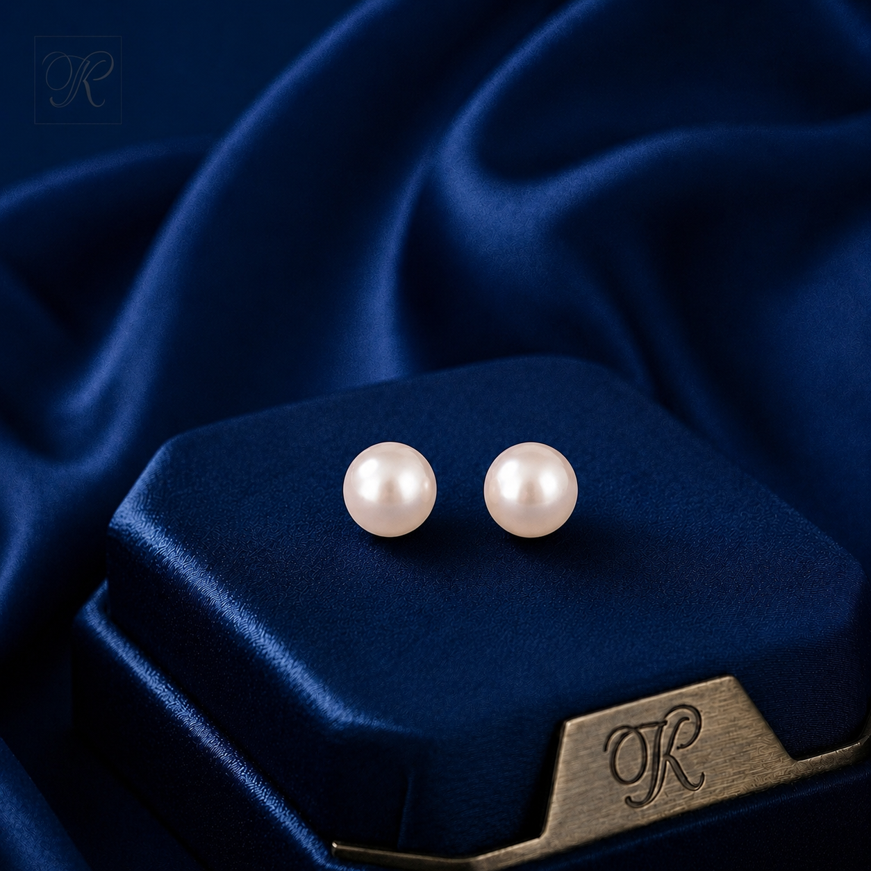Classic White Round Pearl Stud Earrings | Krishna Pearls and Jewellers
