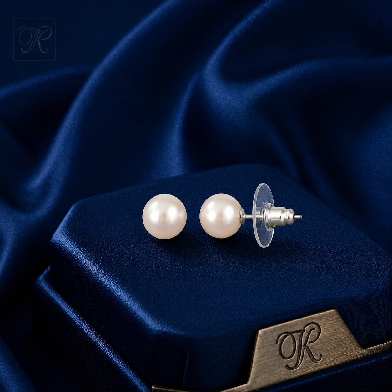Classic White Round Pearl Stud Earrings | Krishna Pearls and Jewellers