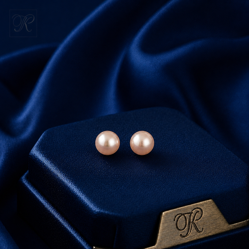 Blush Pink Pearl Stud Earrings Freshwater | Krishna Pearls and Jewellers