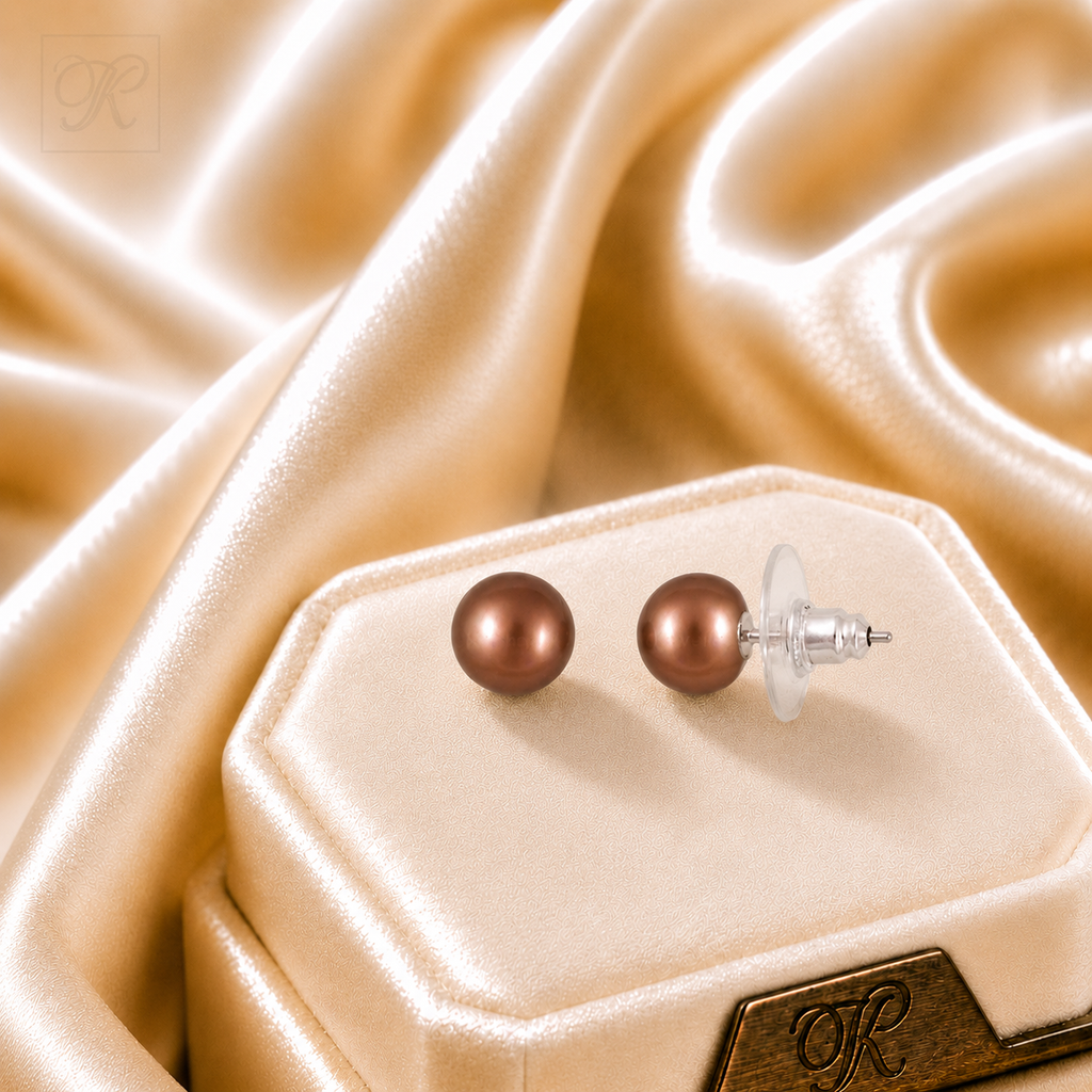 Golden Glow Pearl Stud Earrings Freshwater | Krishna Pearls and Jewellers