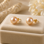 Elegant Peach Pearl Stud Earrings for Women | Krishna Pearls and Jewellers