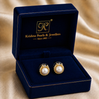 Graceful Freshwater Pearl Stud Earrings in Gold | Pearl Earrings for Women | Krishna Pearls & Jewellers
