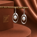 Contemporary White Polish White Pearl Drop Earrings in Silver Tone | Pearl Earrings for Women | Krishna Pearls & Jewellers