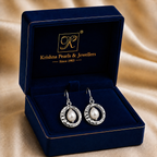 Statement White Polish White Pearl Drop Earrings in Silver Tone | Pearl Earrings for Women | Krishna Pearls & Jewellers