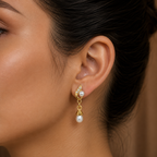 Classic White Pearl Drop Earrings in Gold | Pearl Earrings for Women | Krishna Pearls & Jewellers