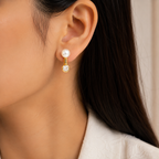Pearl & Crystal Gold-Tone Drop Earrings for Women - Krishna Pearls and Jewellers