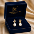 Refined Freshwater Pearl Stud Earrings in Gold | Pearl Earrings for Women | Krishna Pearls & Jewellers
