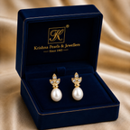 Refined Freshwater Pearl Stud Earrings in Gold | Pearl Earrings for Women | Krishna Pearls & Jewellers