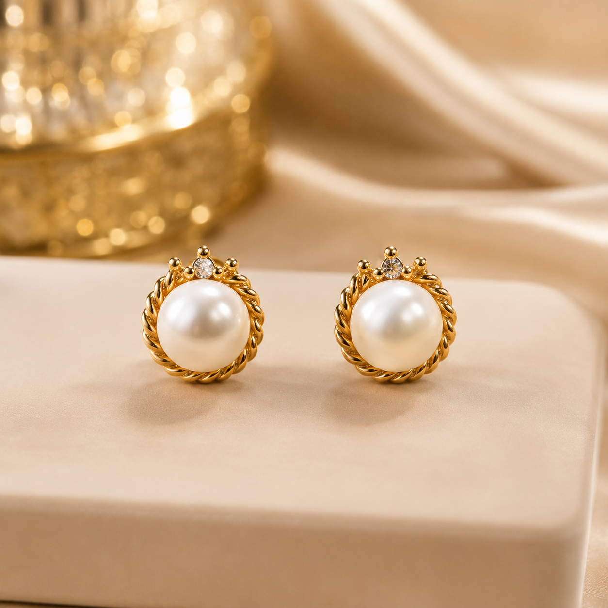 Elegant Pearl Stud Earrings for Women | Krishna Pearls and Jewellers