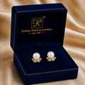Elegant Freshwater Pearl Stud Earrings in Gold | Pearl Earrings for Women | Krishna Pearls & Jewellers