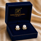 Elegant Freshwater Pearl Stud Earrings in Gold | Pearl Earrings for Women | Krishna Pearls & Jewellers