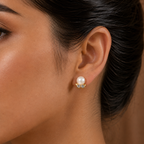 Elegant Freshwater Pearl Stud Earrings in Gold | Pearl Earrings for Women | Krishna Pearls & Jewellers