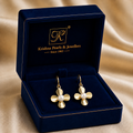 Luxe White Pearl Drop Earrings in Gold | Pearl Earrings for Women | Krishna Pearls & Jewellers