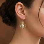 Luxe White Pearl Drop Earrings in Gold | Pearl Earrings for Women | Krishna Pearls & Jewellers