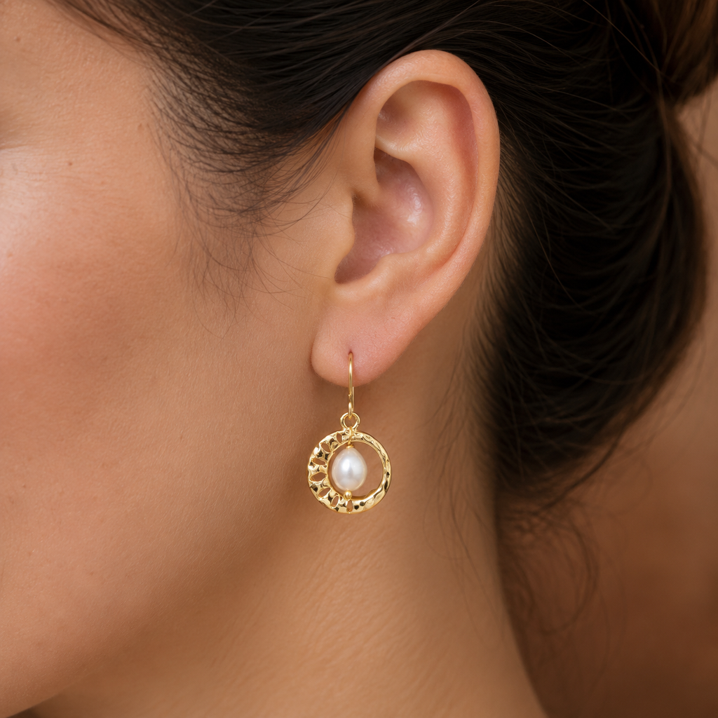 Stylish White Pearl Drop Earrings in Gold | Pearl Earrings for Women | Krishna Pearls & Jewellers