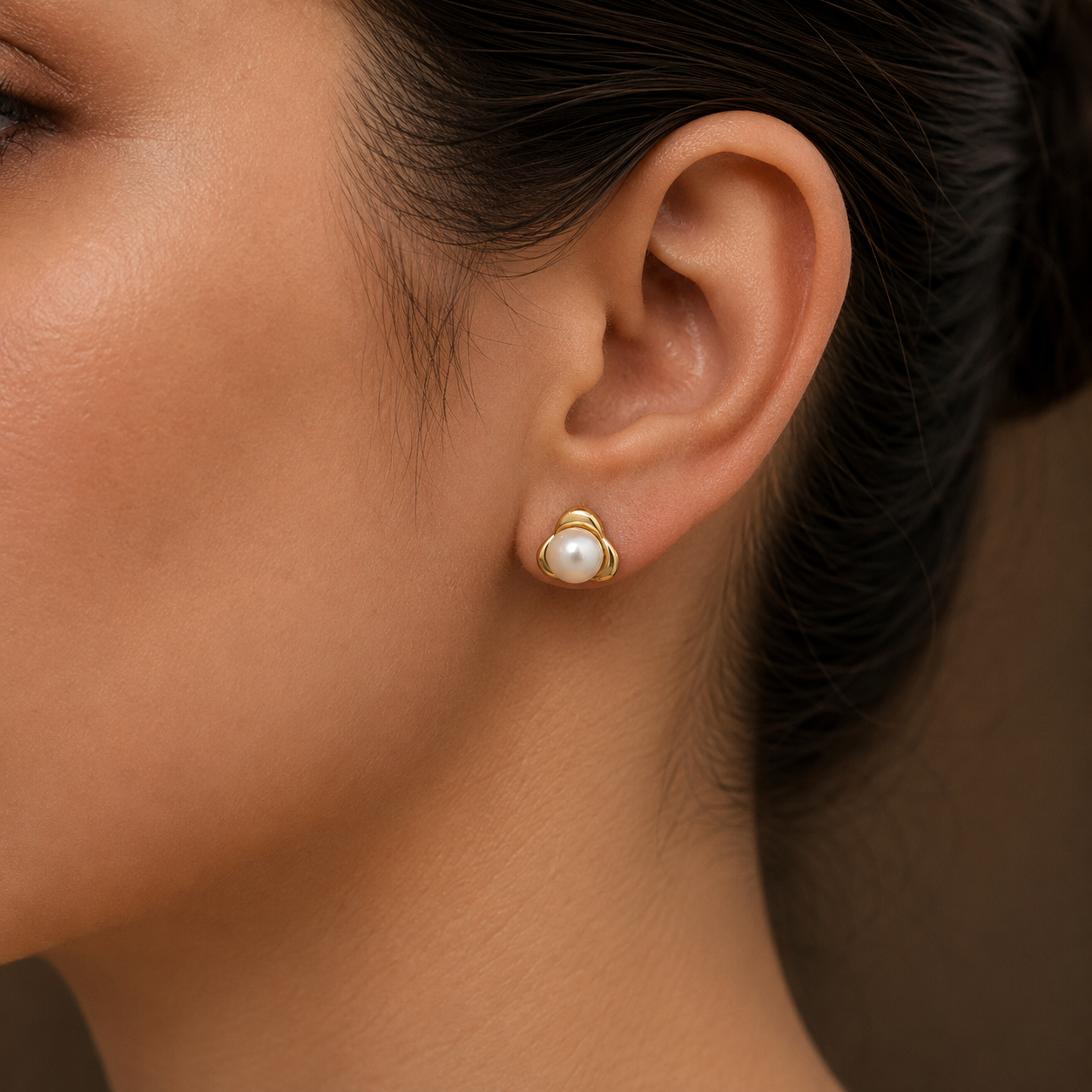 Timeless Freshwater Pearl Stud Earrings in Gold | Pearl Earrings for Women | Krishna Pearls & Jewellers