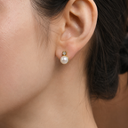 Vintage Freshwater Pearl & CZ Stud Earrings in Gold | Pearl Earrings for Women | Krishna Pearls & Jewellers