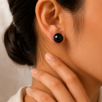 Midnight Elegance Black Pearl Stud Earrings | Krishna Pearls and Jewellers