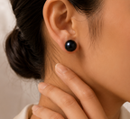 Midnight Elegance Black Pearl Stud Earrings | Krishna Pearls and Jewellers