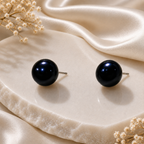 Midnight Elegance Black Pearl Stud Earrings | Krishna Pearls and Jewellers