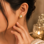 Classic Pearl Gold Stud Earrings for Women | Krishna Pearls and Jewellers