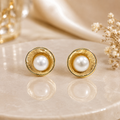 Classic Pearl Gold Stud Earrings for Women | Krishna Pearls and Jewellers