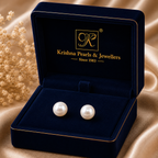 Classic White Pearl Stud Earrings | Krishna Pearls and Jewellers