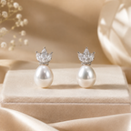 Elegant Crown Pearl Drop Earrings for Women | Krishna Pearls and Jewellers
