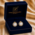 Heirloom White Pearl & CZ Stud Earrings in Gold | Pearl Earrings for Women | Krishna Pearls & Jewellers