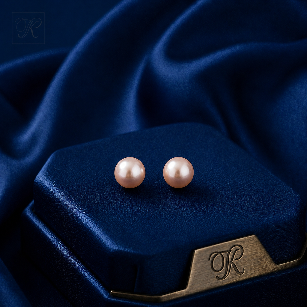 Rose Lustre Pink Pearl Stud Earrings | Krishna Pearls and Jewellers