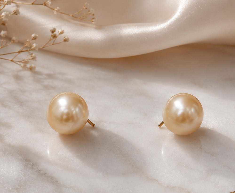 Elegant Freshwater Pearl Stud Earrings for Women | Krishna Pearls and Jewellers