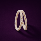 White Pearl Bangles with Gold-Tone Ends –