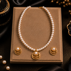 Golden Halo Pearl Necklace Set — view 3 — pearl jewellery — Krishna Pearls Hyderabad